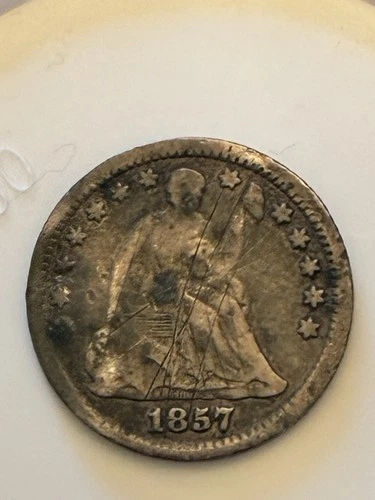 1857 Seated Liberty Half Dime 5C Ungraded 90% Silver US Coin
