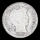 1905-S Barber Silver Dime