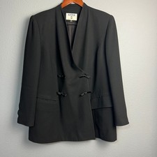 Kasper II A.S.L Black Dressy Classy Blazer Jacket Plus Sz 14W Bow Detail Career