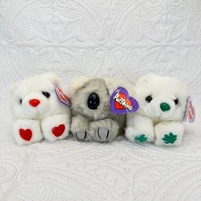 Vintage Swibco Puffkins Plush Lot of 3 Koala Bear Shamrock Heart Tags 1990s Toy