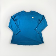 Carhartt FORCE Mens T-Shirt XL Loose fit Long Sleeve Pocket Tee Atomic Blue A16