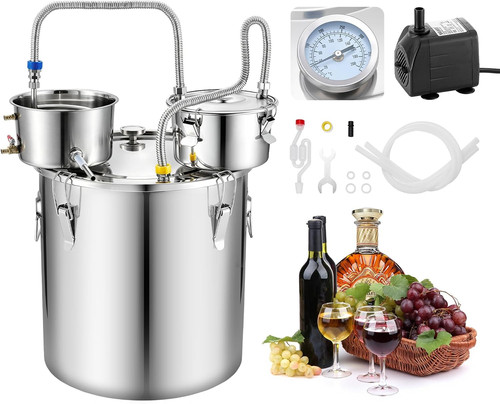 Alcohol Still, 13.2 GAL/ 50L Alcohol Distiller with Thumper Keg, Dual-Scale Ther