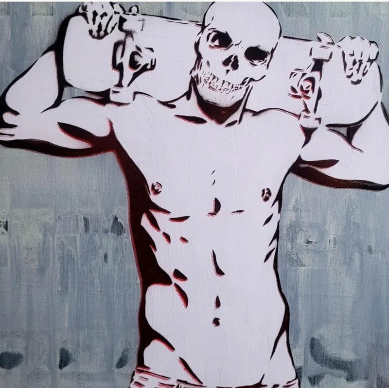 Skate Art, skater boy pinup, Graffiti Art, queer art