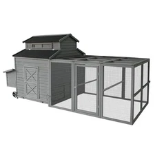 Chicken Coop Mobile Hen Coop Large Poultry Cage with Wheels Outdoor