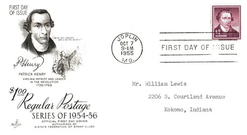 USA FDC - 1955 - $1.00 Regular Postage Patrick Henry, Scott #1052 Artcraft