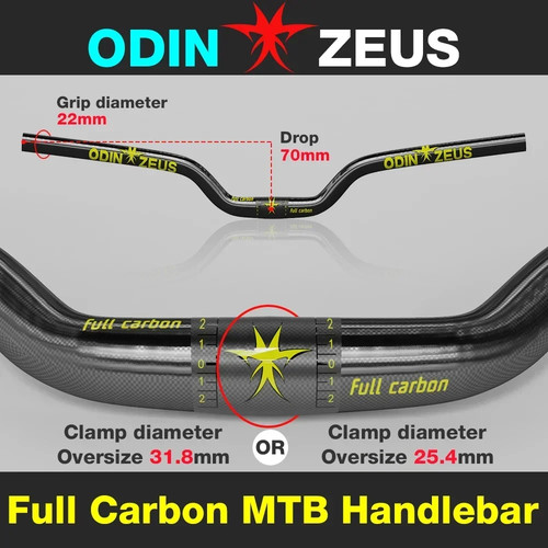 Full Carbon Fiber MTB Bicycle Handlebar 31.8mm/25.4mm 580-720mm Rise Handlebar - Picture 2 of 36