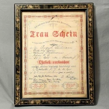 1882 German Marriage Certificate Trauschein Rochester NY Framed Original