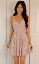 ASOS Embellished Sequin Cami Party Dress Blush Pink Mini Cocktail Y2K