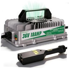 36V 18A Golf Cart Battery Charger IP67 for EZGO TXT Lead Acid 2-Pin Silver Gray