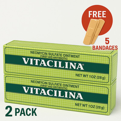 2X VITACILINA First Aid Antibiotic Ointment Neomycin sulfate OCT 2026 Free gift
