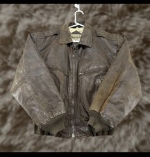 VINTAGE PHASE 2 Jacket Mens MBrown Genuine Leather BomberAviator Pátina 90's