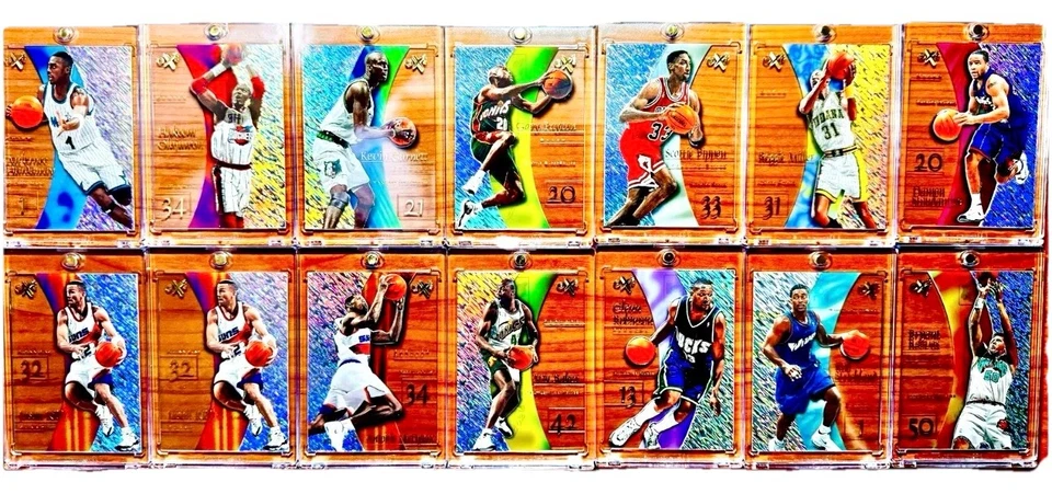 Lote de tarjetas de baloncesto SkyBox E-X2001 1997-98 (14) - Raro juego de los 90 con fundas OneTouch Foto 2 de 4