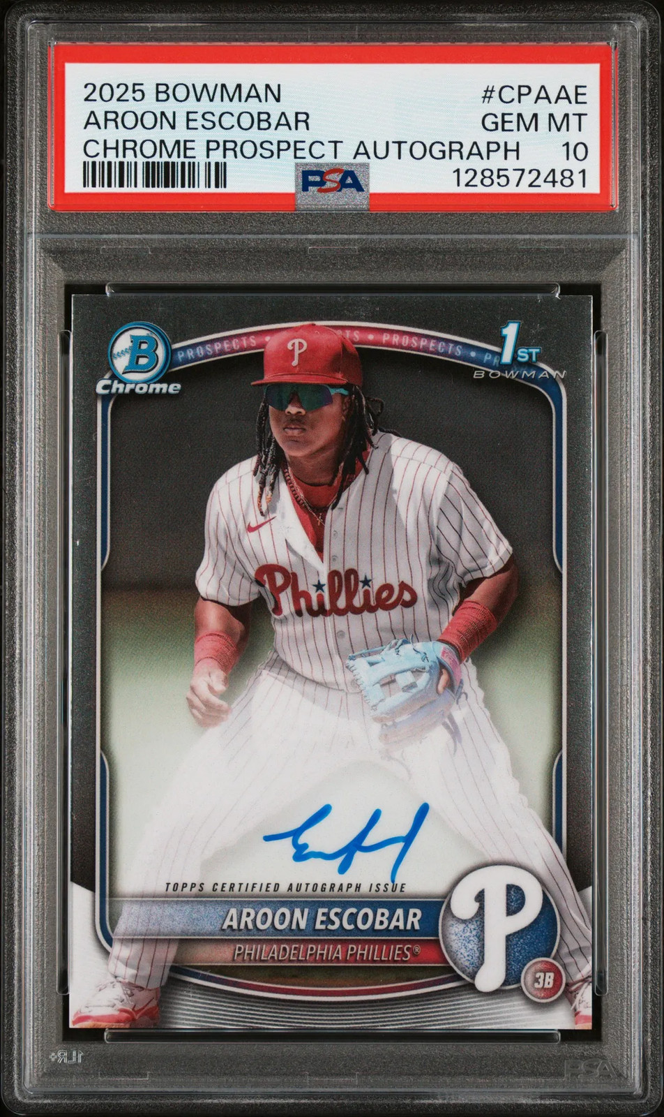 2025 Bowman Chrome Prospect Autographs Aroon Escobar #CPAAE PSA 10