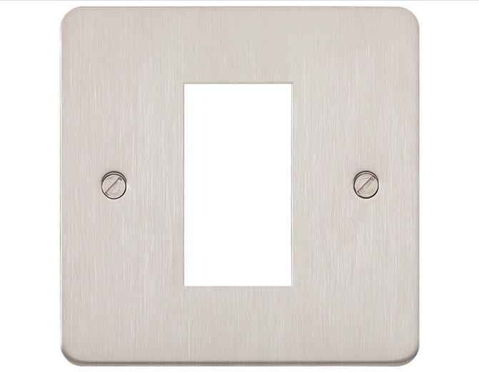 MK K14181BSS Brushed Stainless Steel Front Plate Euro 1 Mod (25 x 50mm)