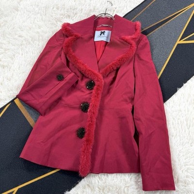 Blumarine Real Mink Fur Jacket Coat Red Size 38 M Recent Model AA129 Authentic