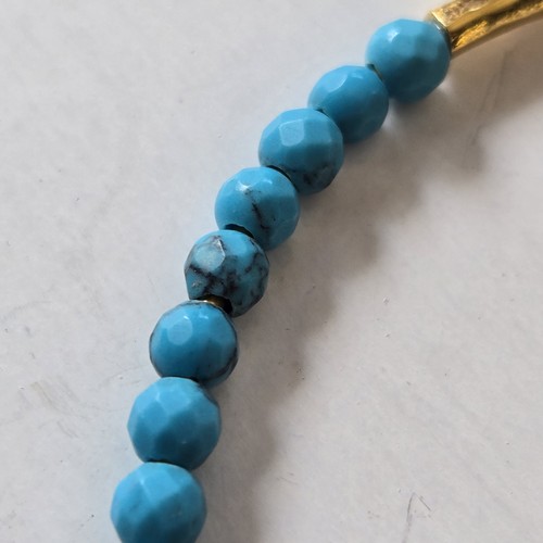 Gorjana Turquoise Beaded Cuff Bracelet Gold-Tone Faceted Turquoise Gemstone Boho - Picture 5 of 8