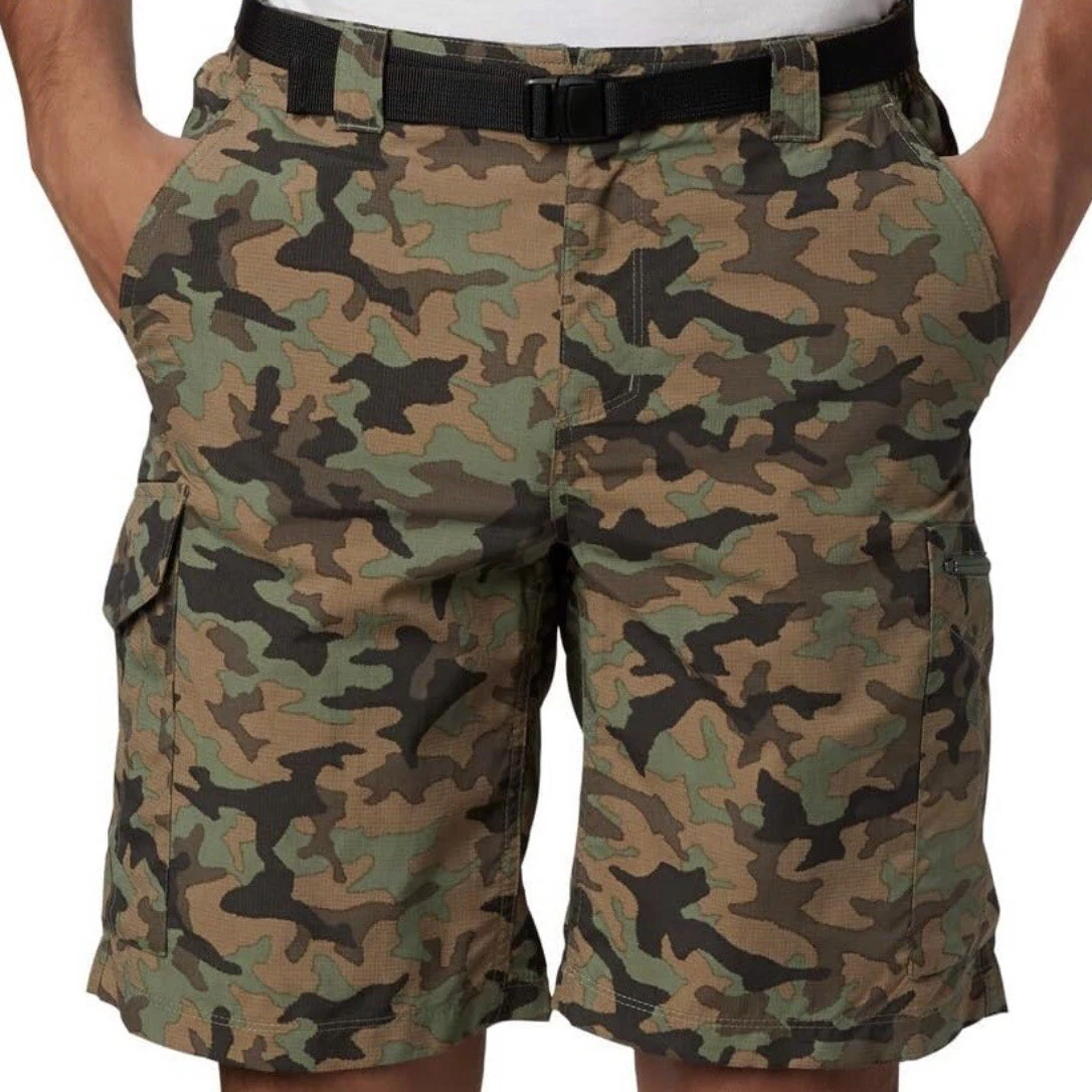 Columbia Silver Ridge Cargo Shorts Camo Mens 40 W Belted Omni Shade 40x10 Inseam