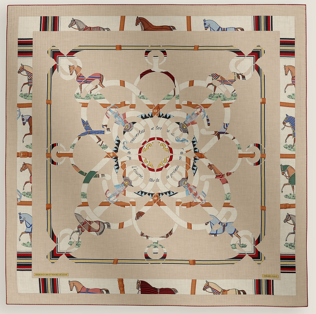 NEW HERMES Eperon d'Or et Tenues de Jour Cashmere Shawl 140