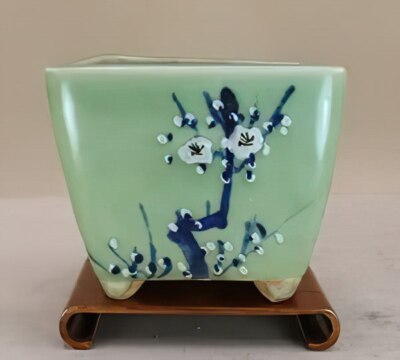 Bonsai Topf Alt-Seto Ware Seladon Quadrat Breite 5,71 aus Japan