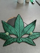 Pot Leaf face cover Halloween Party Marijuana Hemp Mardi Gras