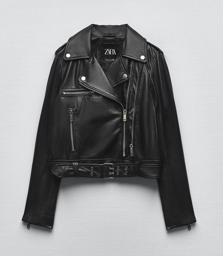 Zara Women 100% Genuine Leather Biker Jacket With Zipper Zara Women 100% Genuine Leather Biker Jacket With Zipper