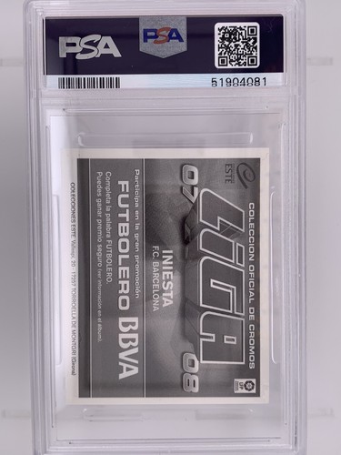 2007 PANINI STICKERS COLECCIONES ESTE ANDRES INIESTA PSA 8 - POP 1 - None Higher - Picture 2 of 2