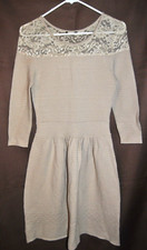 Women's JESSICA SIMPSON Tan Sweater Dress Size S Lace Accent