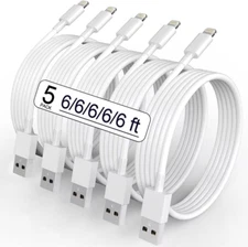 5 Pack(6Ft)Original[Apple Mfi Certified] Iphone Charger,Lightning Cable Fast 