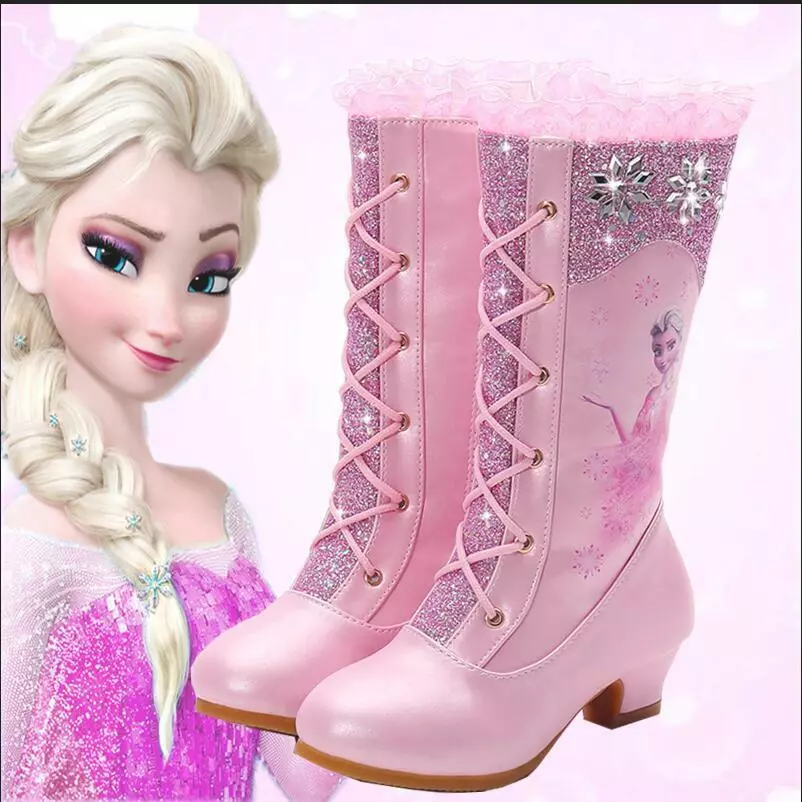 Pink Winter Boots Girls High-heeled Children's Leather Snow Flowers  Princess Plush Warm Fashion Kids Part… | Pink winter boots, Girls shoes kids,  Girls winter boots