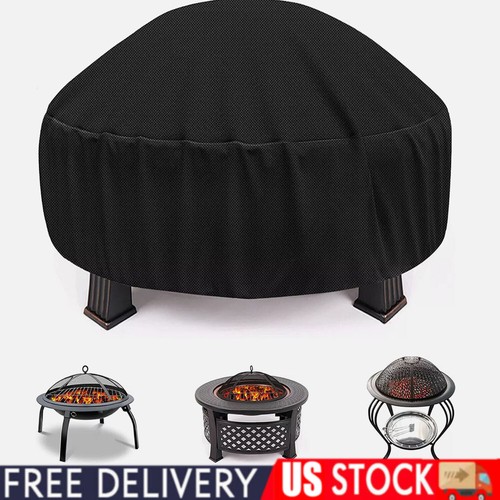 Pit Fire Cover Heavy Duty Waterproof round Fire Pit Bowl Cover 48 Inch Black - Picture 2 of 15