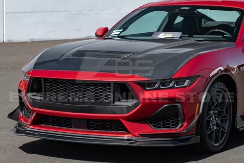 CARBON FIBER Front Bumper Side Canards For 24-Up Ford Mustang GT Add-On Splitter - Picture 5 of 23
