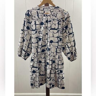 Apiece Apart NWT Piet Mini Shirt Dress Geometric Print Women's 2X