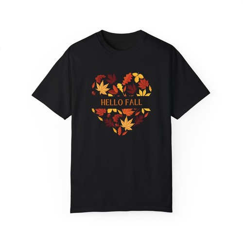 Hallo Herbst Blätter Herbst Grafik T-Shirt Baumwolle Erntedank Boho Geschenk für Sie - Bild 8 von 10