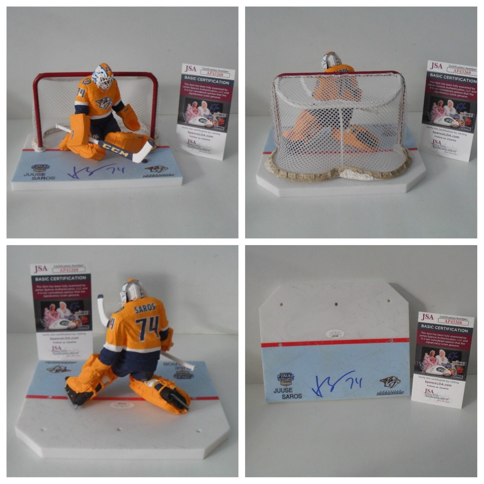 Juuse Saros Autographed Signed Nashville Predators CUSTOM Paint McFarlane Figurine JSA COA 