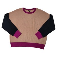 NWT Express Women's Crewneck Long Sleeved Relaxed Fit Sweater Tan/Black XS