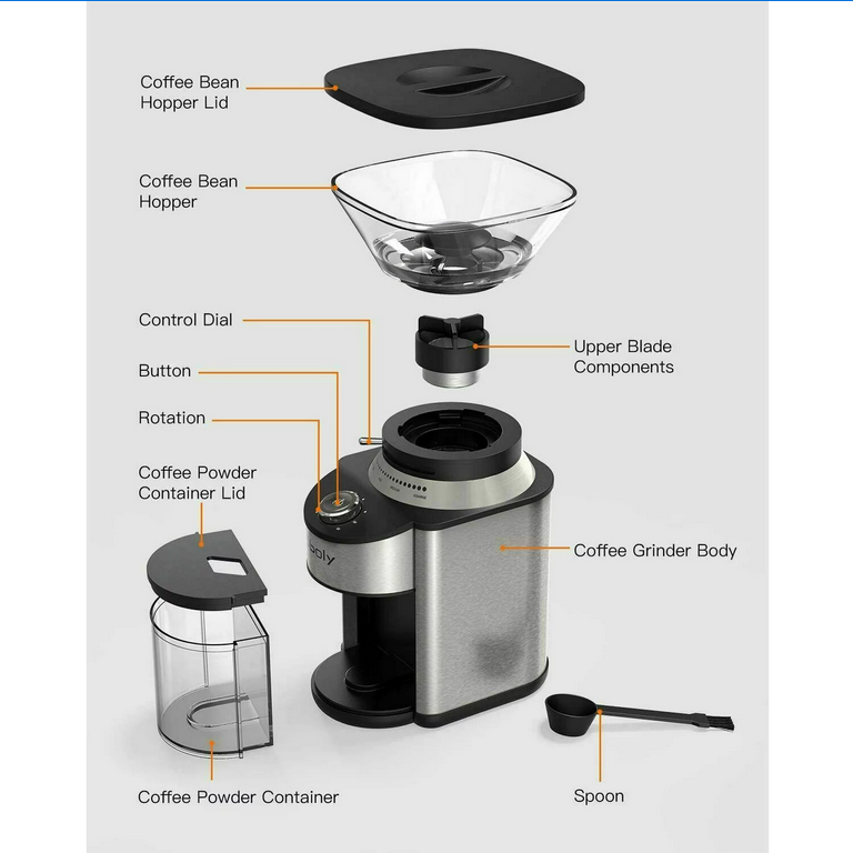 SBOLY Conical Burr Coffee Grinder, Stainless Steel , SYCG801, NEW