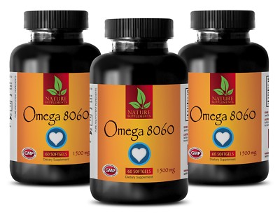 brain supplement - OMEGA 3 Fish Oil - hair skin nails vitamins - 3 Bottles