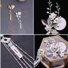 Handgefertigt Chinesisch Haarnadel Blume Quasten Kanzashi Kristall Stufe Shake