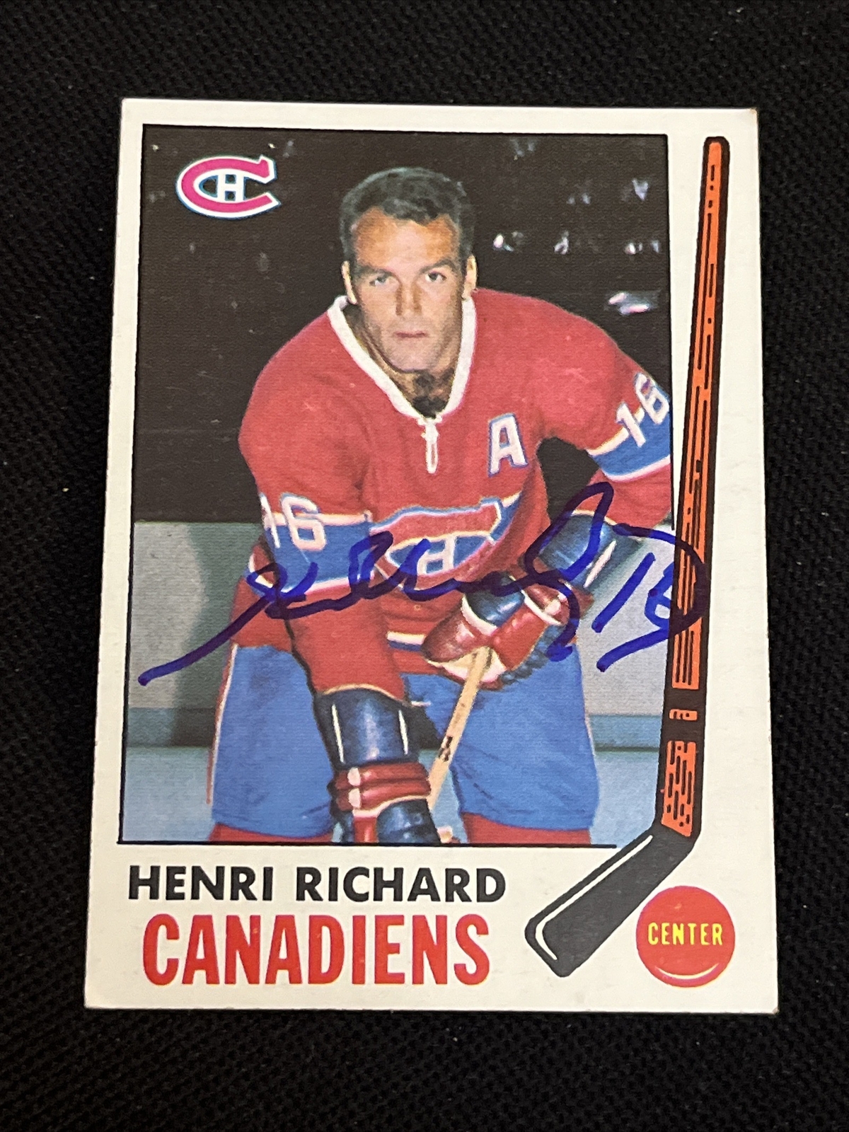 HOF HENRI RICHARD 1969-70 TOPPS SIGNED AUTOGRAPHED CARD #11 MONTREAL CANADIENS