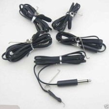 5 Piece Black Clip Cord W Phone Jack End For Tattoo Machine Gun Power Supply