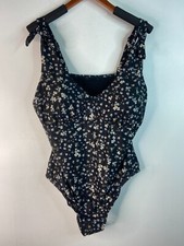 Women Plus Social Angel Tie Shoulder One Piece Swimsuit Folk Floral 2X
