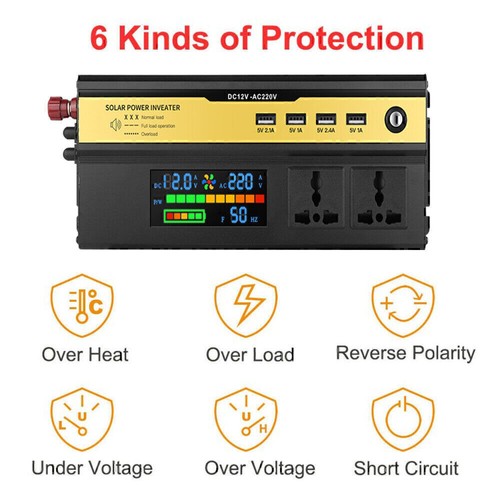 6000W Power Inverter DC 12V to AC 220V-240V Sine Wave Camping Caravan Boat AUS - Picture 9 of 14