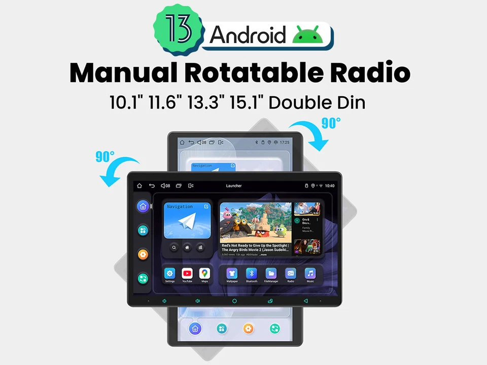 JOYING Double Din Rotating Screen Car Stereo with Android 13.0 Bluetooth 8+128GB - Image 2 of 4