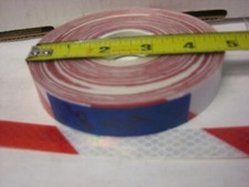 3M WHITE  RED Reflective Diagonal Stripe Conspicuity Tape 3/4" x 65' Custom
