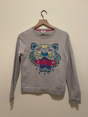 KENZO◆Eye Embroidered Knit/セーター(厚手)/L/コットン/BLU/F752RO5483XD// KENZO(ケンゾー) / Eye Embroidered Knit/セーター(厚手)/L
