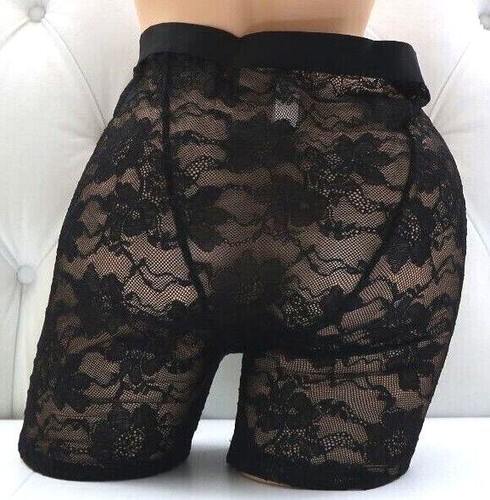 Victoria's Secret Rhinestone Shine Patch Lace Boxer Brief Black S M NEW - Picture 4 of 5