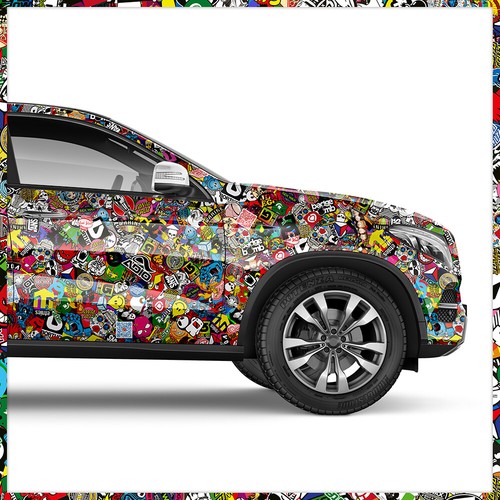 Skate Stickerbomb Auto-Folie 100x150cm Luftkanäle, Car-Wrapping, Marken & Logos - Bild 2 von 9