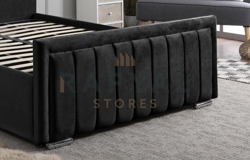 OTTOMAN STORAGE BED PANEL PLUSH VELVET UPHOLSTERED BED FRAME- All SIZES - Picture 9 of 39