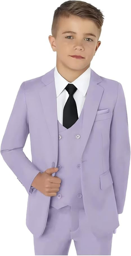 Boys Suit 3 Pieces Wedding Formal Prom Party For Slim Outfit Children's Jackets - Picture 2 of 27