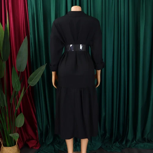 Women's Elegant Lapel Maxi Long Dress Casual Fashion Solid Shirt Club Dress - Bild 28 von 35